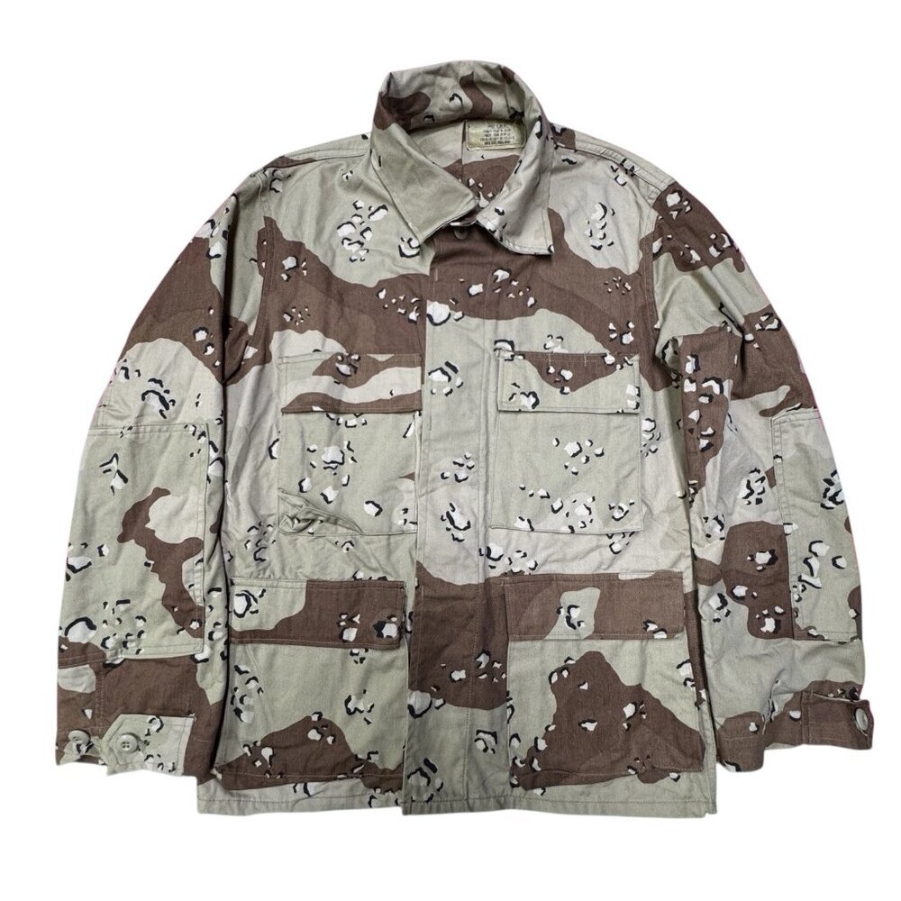 Vintage Military Desert Chocolate Chip Camo Shirt Men S X-Short Combat 4 Pockets